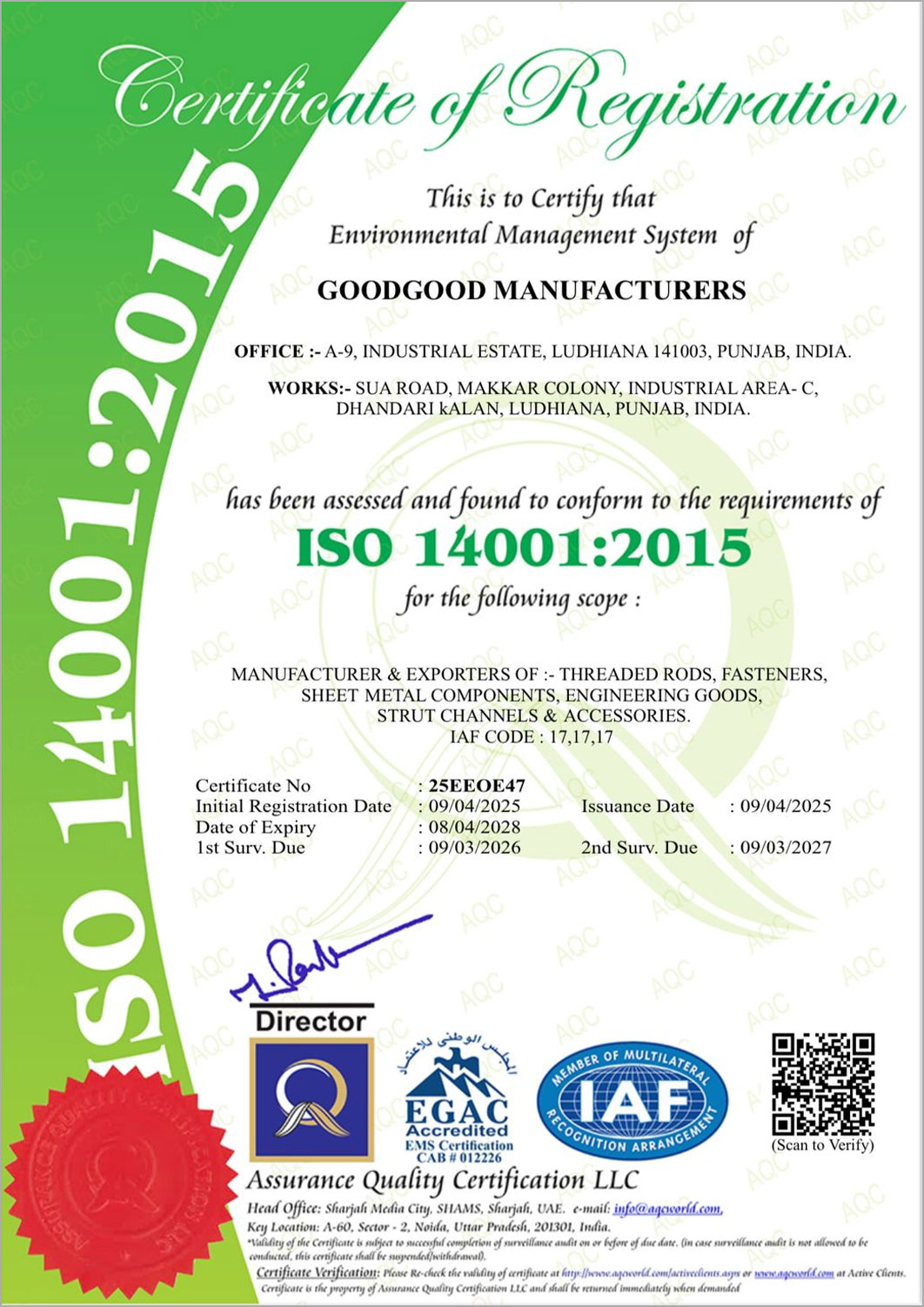 ISO Certificate GoodGood Manufacturers